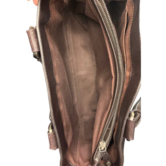 Celine CE00/33 Brown Leather Boogie Satchel Bag Made in Italy Top Handle Purse - Picture 11 of 15